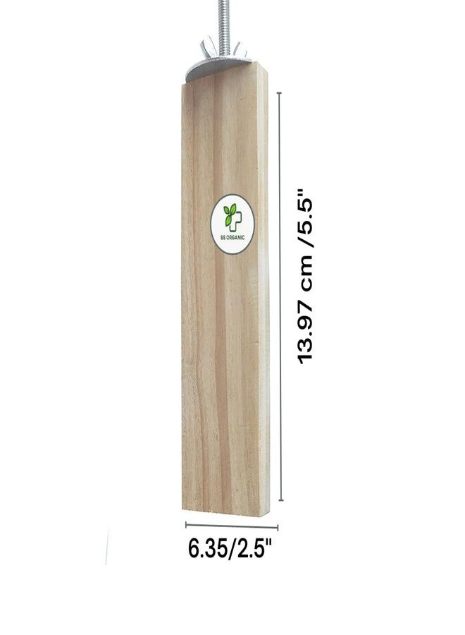 منصة مجاثم خشبية لقفص الطيور SS Organic® - لعبة لعب للببغاء، والبادجي، والكوكاتيل، والكناري، والطيور الصغيرة (المقاس 2.5 بوصة × 5.5 بوصة) (قطعة واحدة) - Image 2